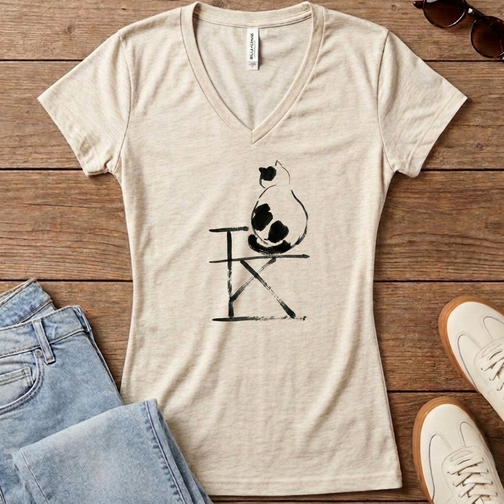 Cat Ponder Women's V-Neck - Heather Dust