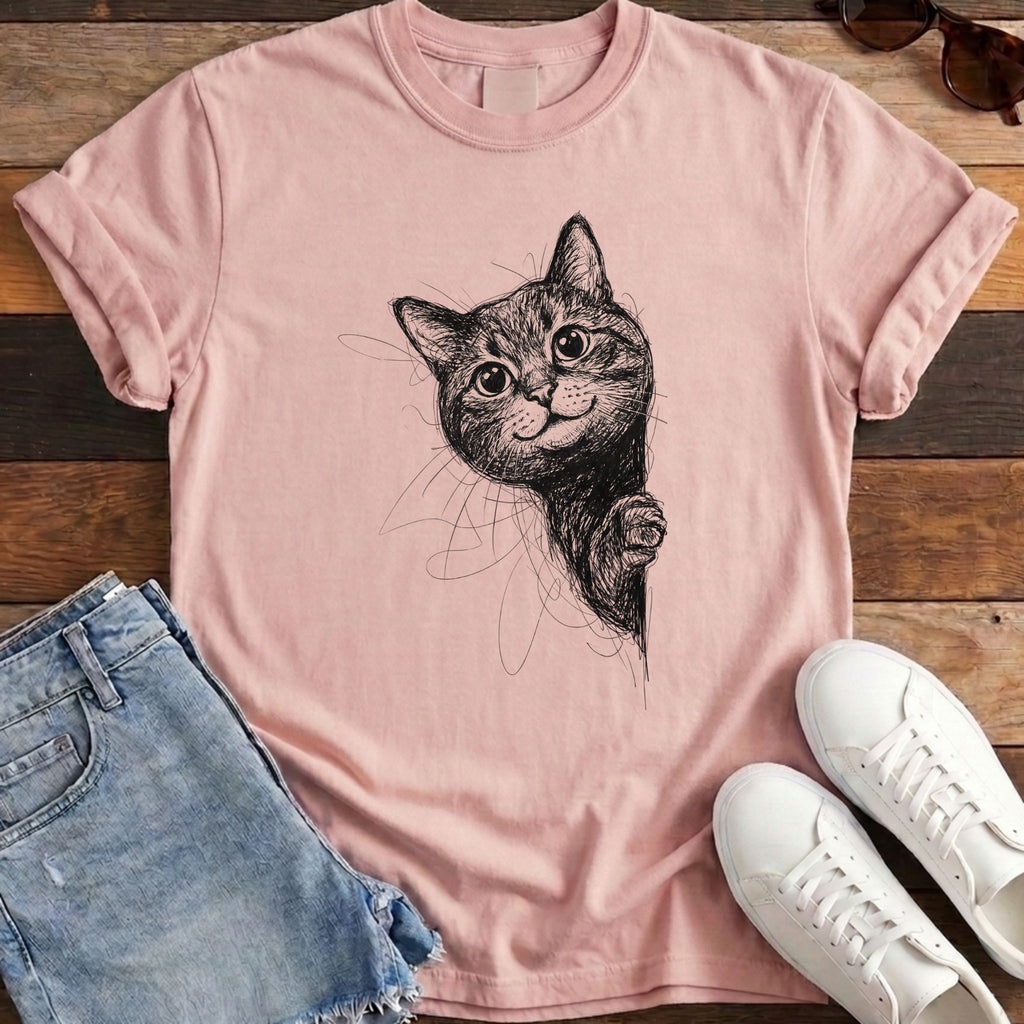 Side Cat Scribble Tee - Blossom