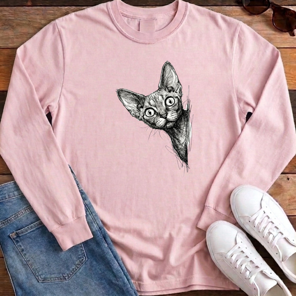 Devon Rex Peek Long Sleeve - Blossom