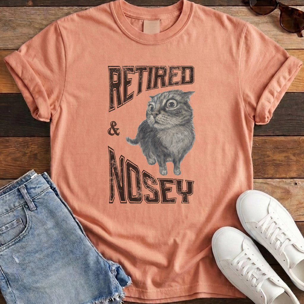 Retired and Nosey Tee - Terracotta