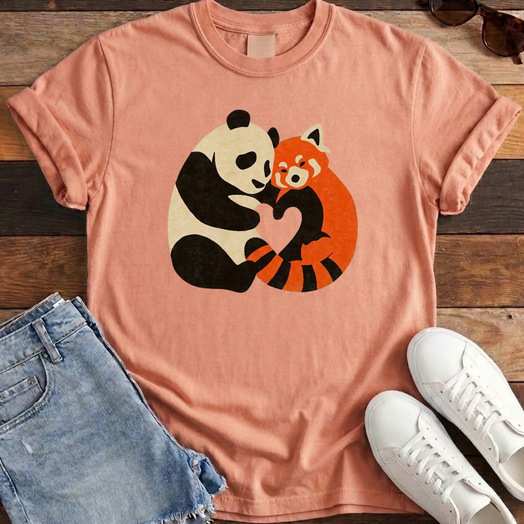 Panda Fox Love Tee - Terracotta
