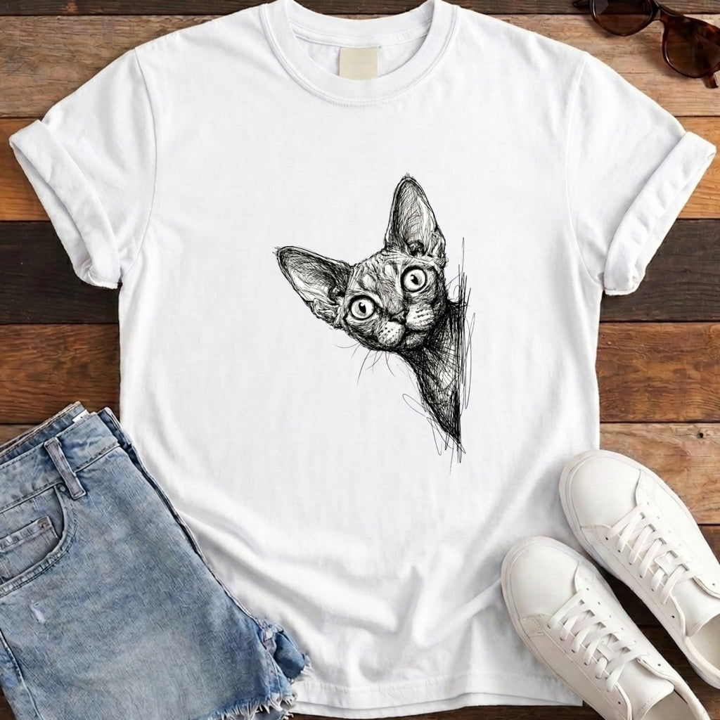 Devon Rex Peek Tee - White