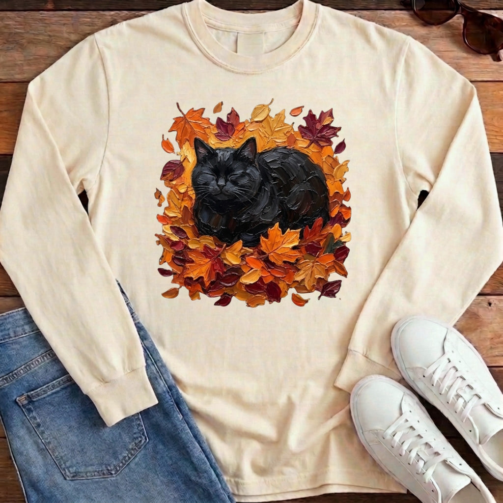 Autumn Loaf Black Cat Long Sleeve - Ivory