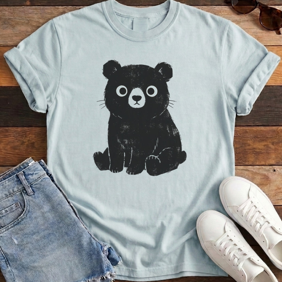 Cute Bear Tee - Chambray