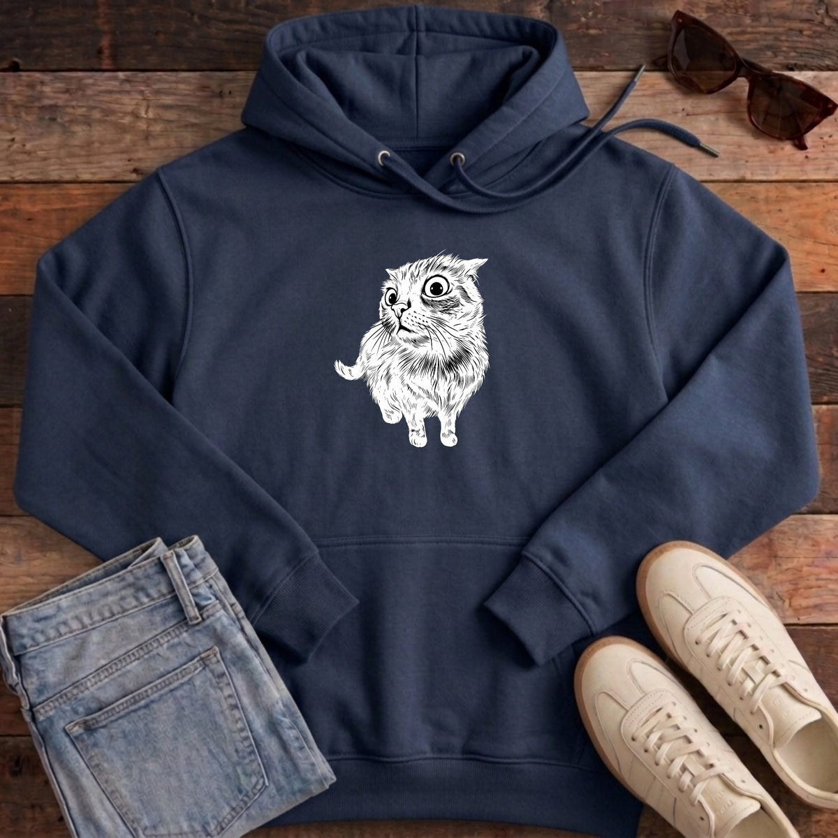 I Know Things Cat Hoodie - French Navy