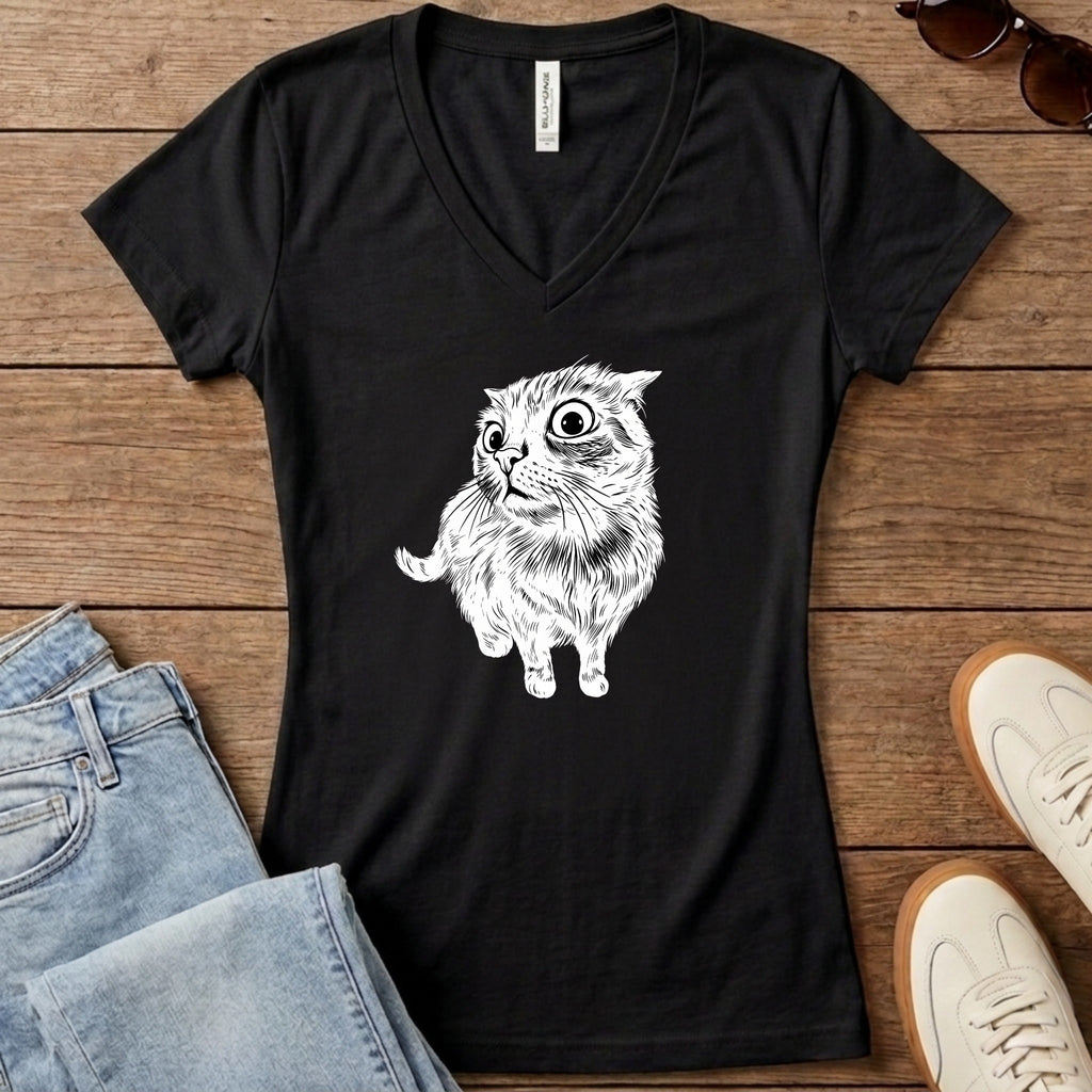 I Know Things Cat Women's V-Neck - Solid Black Blend