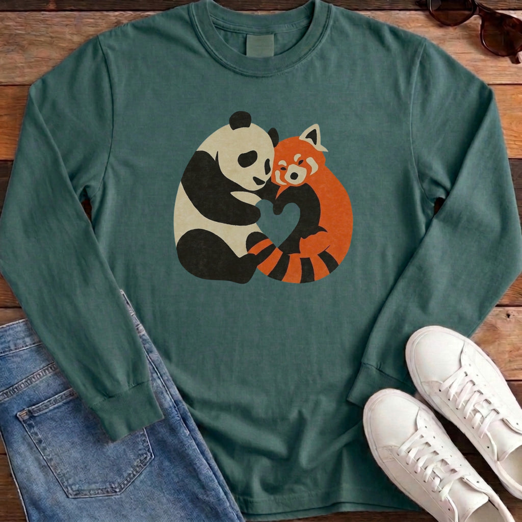 Panda Fox Love Long Sleeve - Blue Spruce