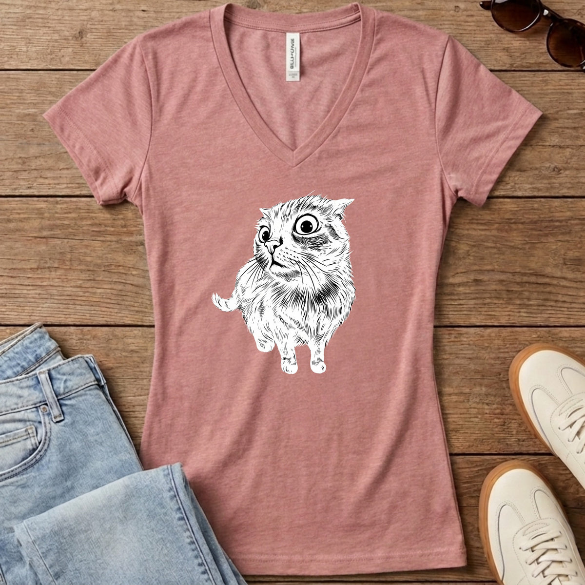 I Know Things Cat Women's V-Neck - Heather Mauve