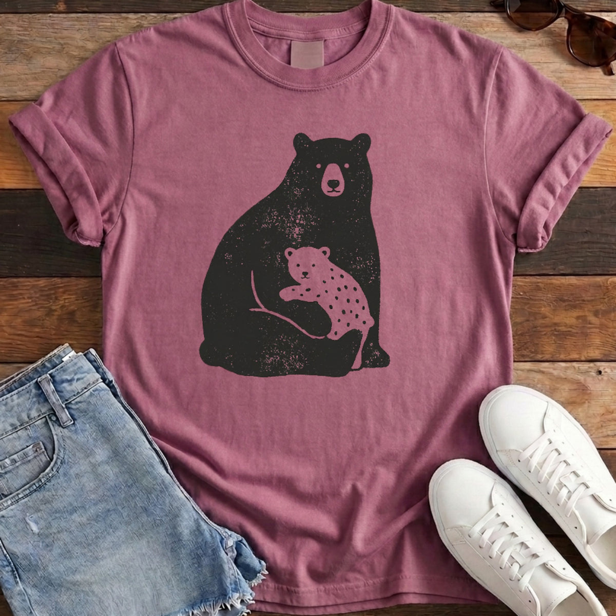 Bear Family Tee - Berry