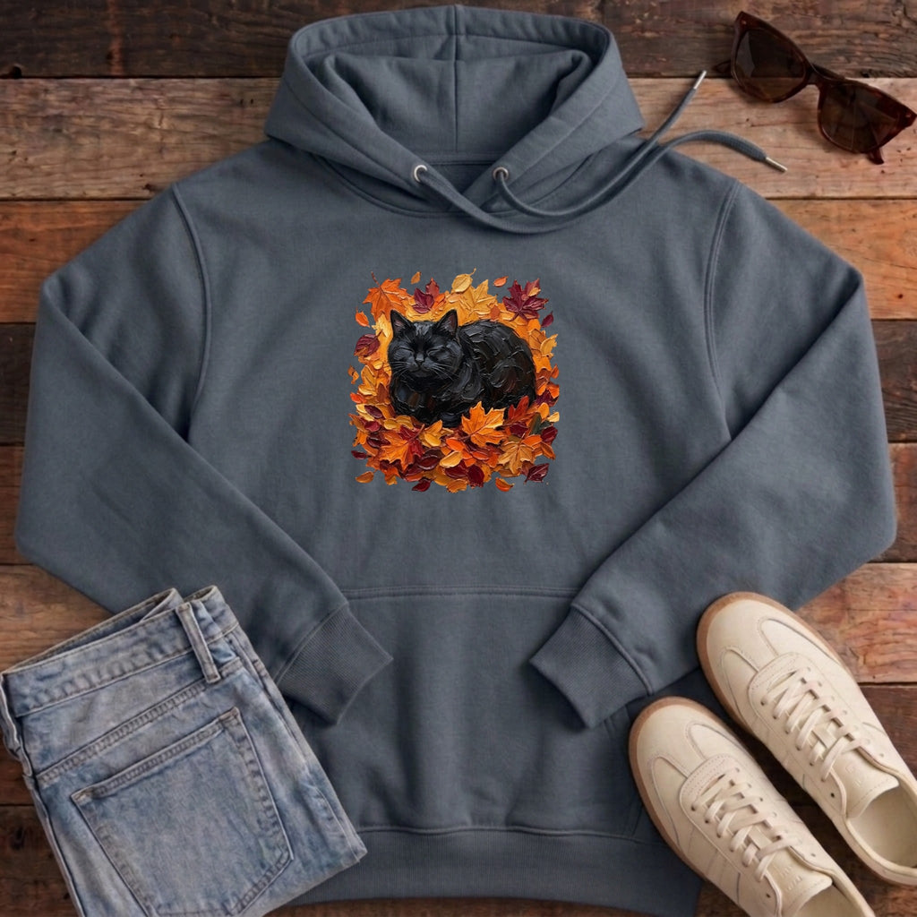 Autumn Loaf Black Cat Hoodie - India Ink Grey