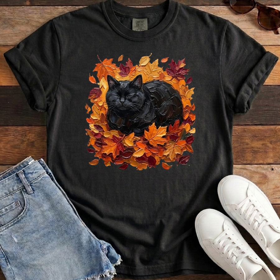Autumn Loaf Black Cat Tee