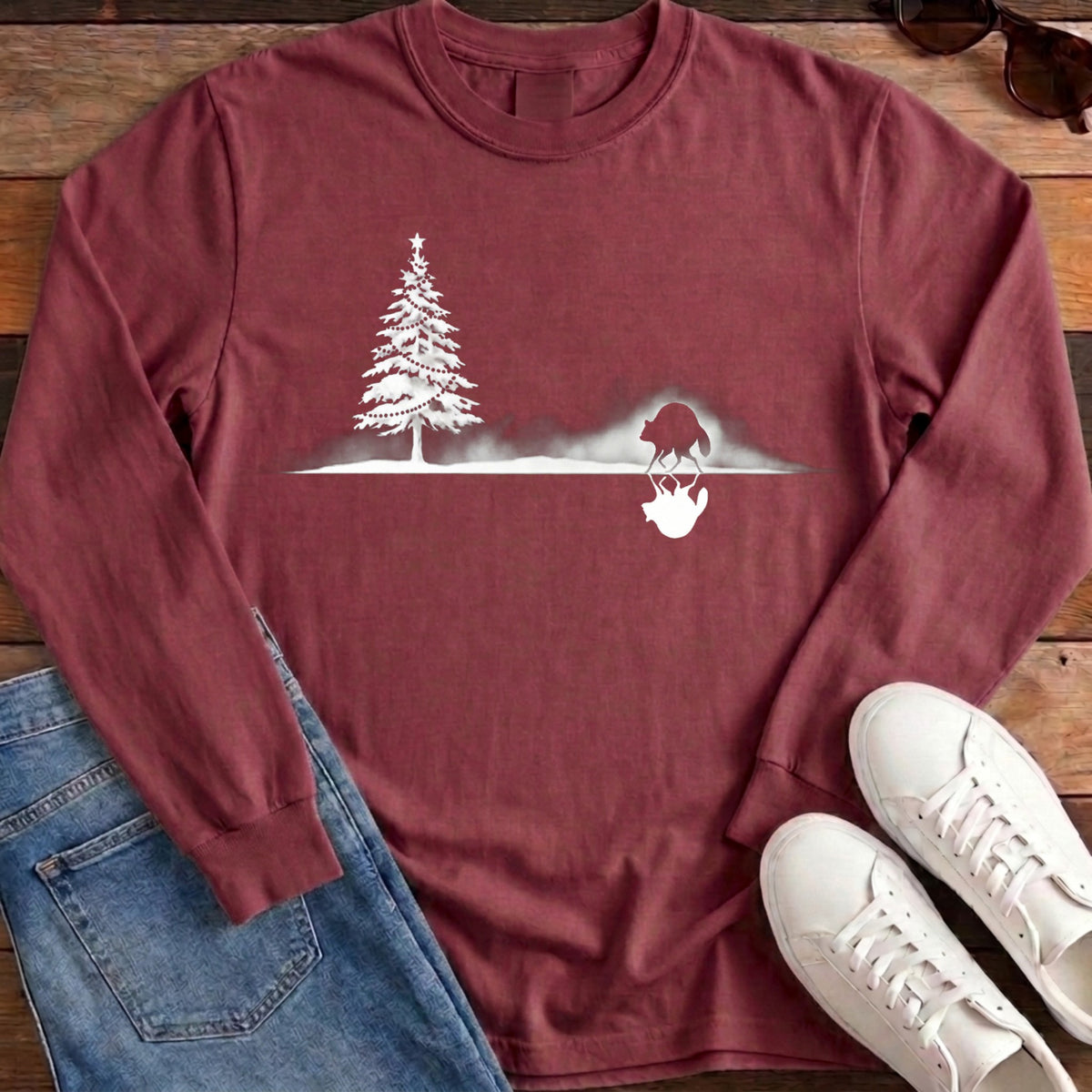 Jimothy Mirrored Christmas Long Sleeve - Brick