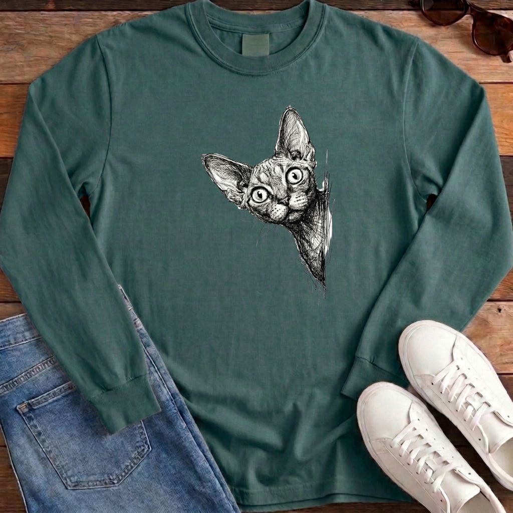 Devon Rex Peek Long Sleeve - Blue Spruce