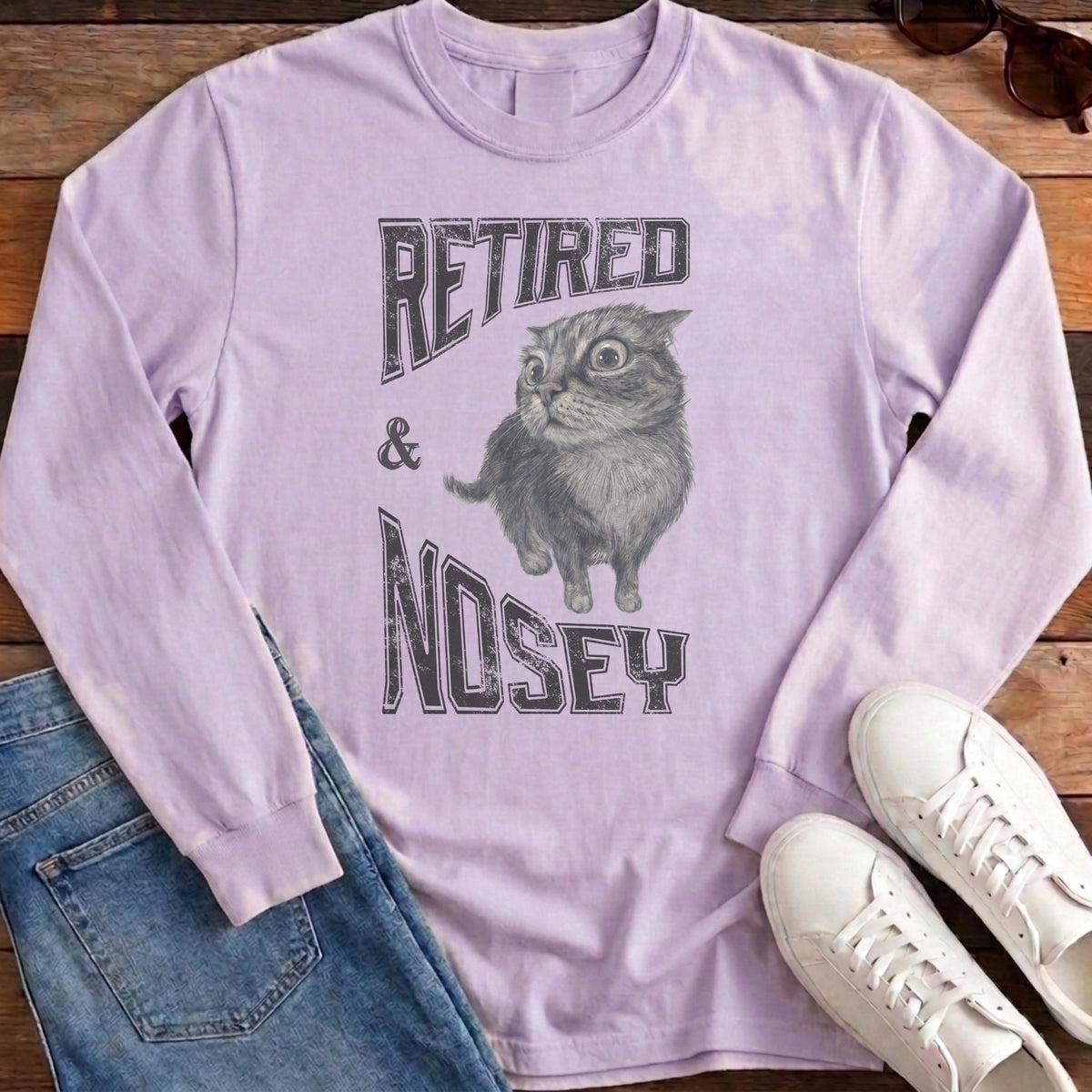 Retired and Nosey Long Sleeve - Orchid