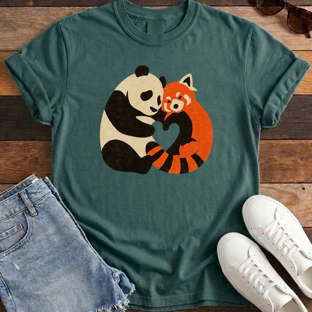 Panda Fox Love Tee - Blue Spruce