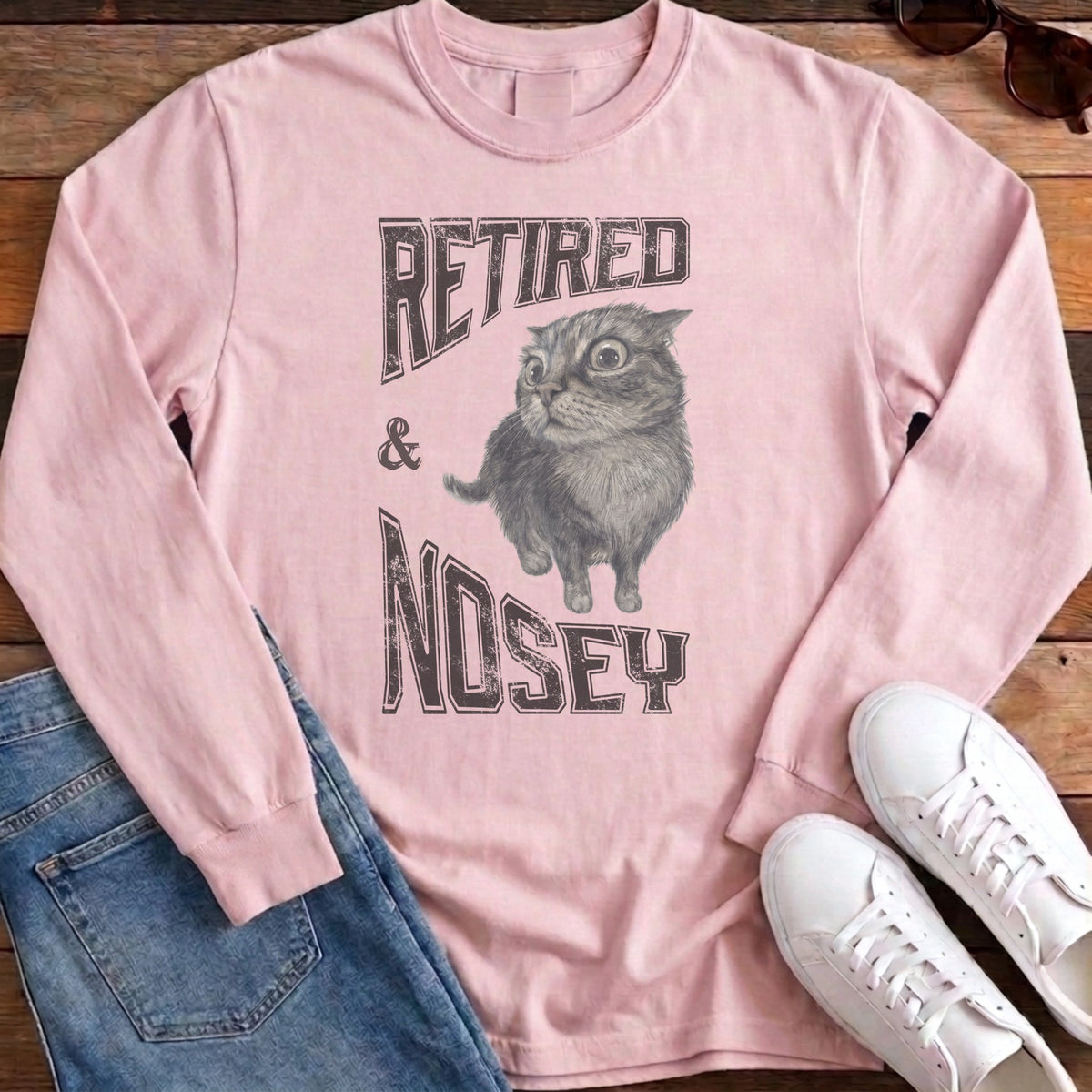 Retired and Nosey Long Sleeve - Blossom