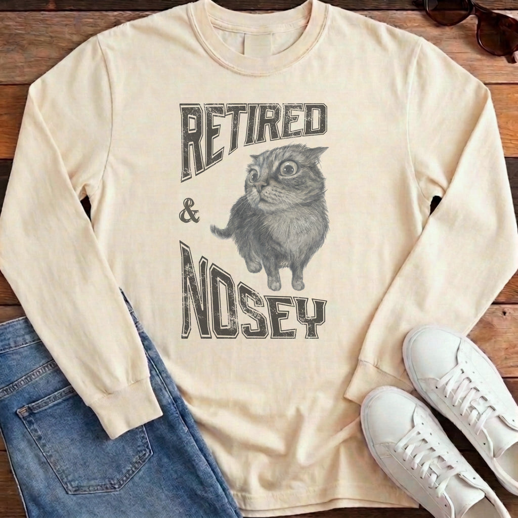 Retired and Nosey Long Sleeve - Ivory