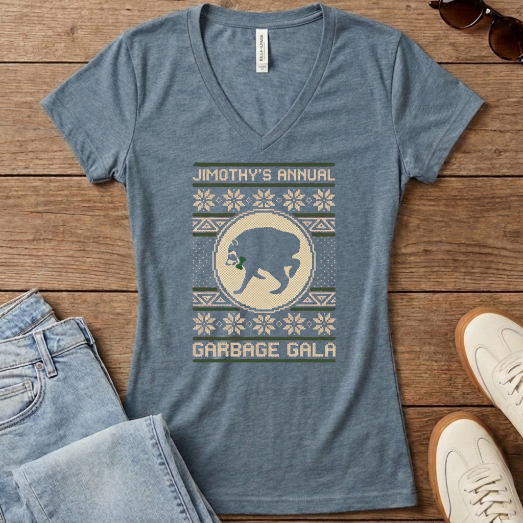 Jimothy's Garbage Gala Women's V-Neck - Heather Slate