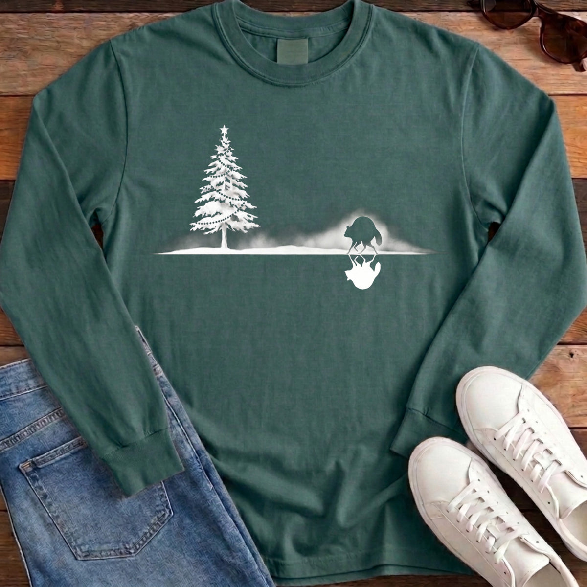 Jimothy Mirrored Christmas Long Sleeve - Blue Spruce