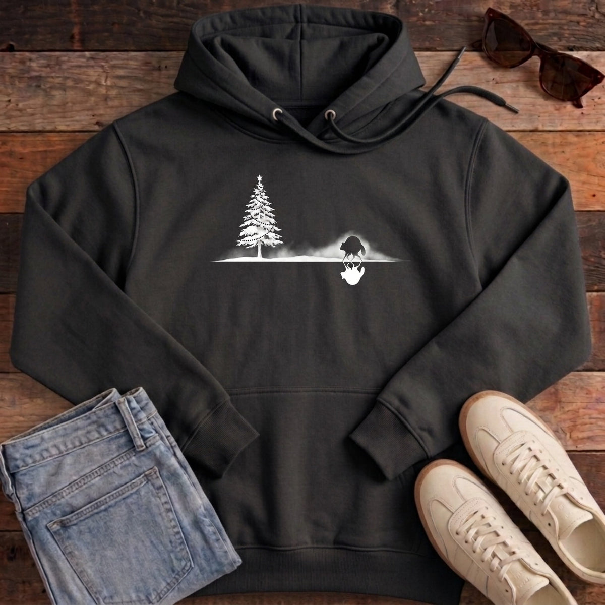 Jimothy Mirrored Christmas Hoodie - Black