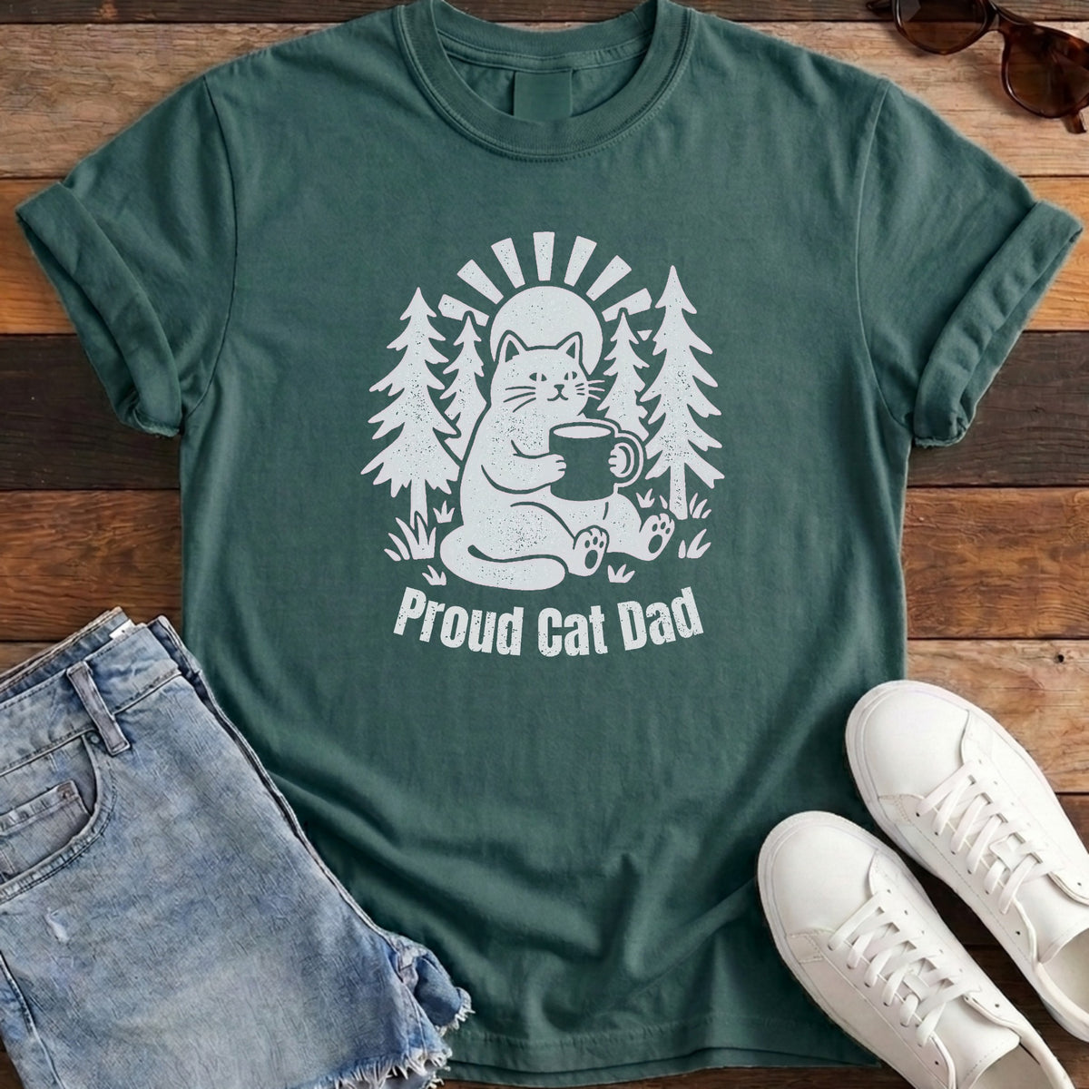 Proud Cat Dad Tee - Blue Spruce