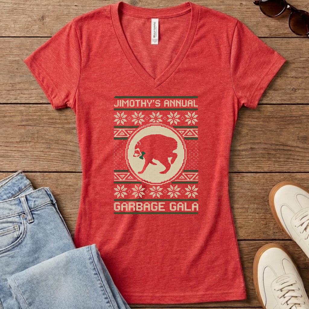Jimothy's Garbage Gala Women's V-Neck - Heather Red
