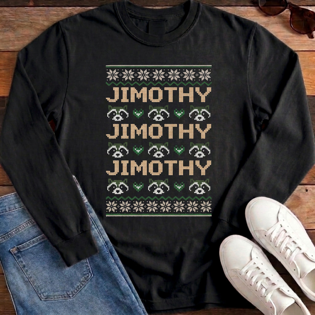 Jimothy Repeat Ugly Sweater Long Sleeve - Black