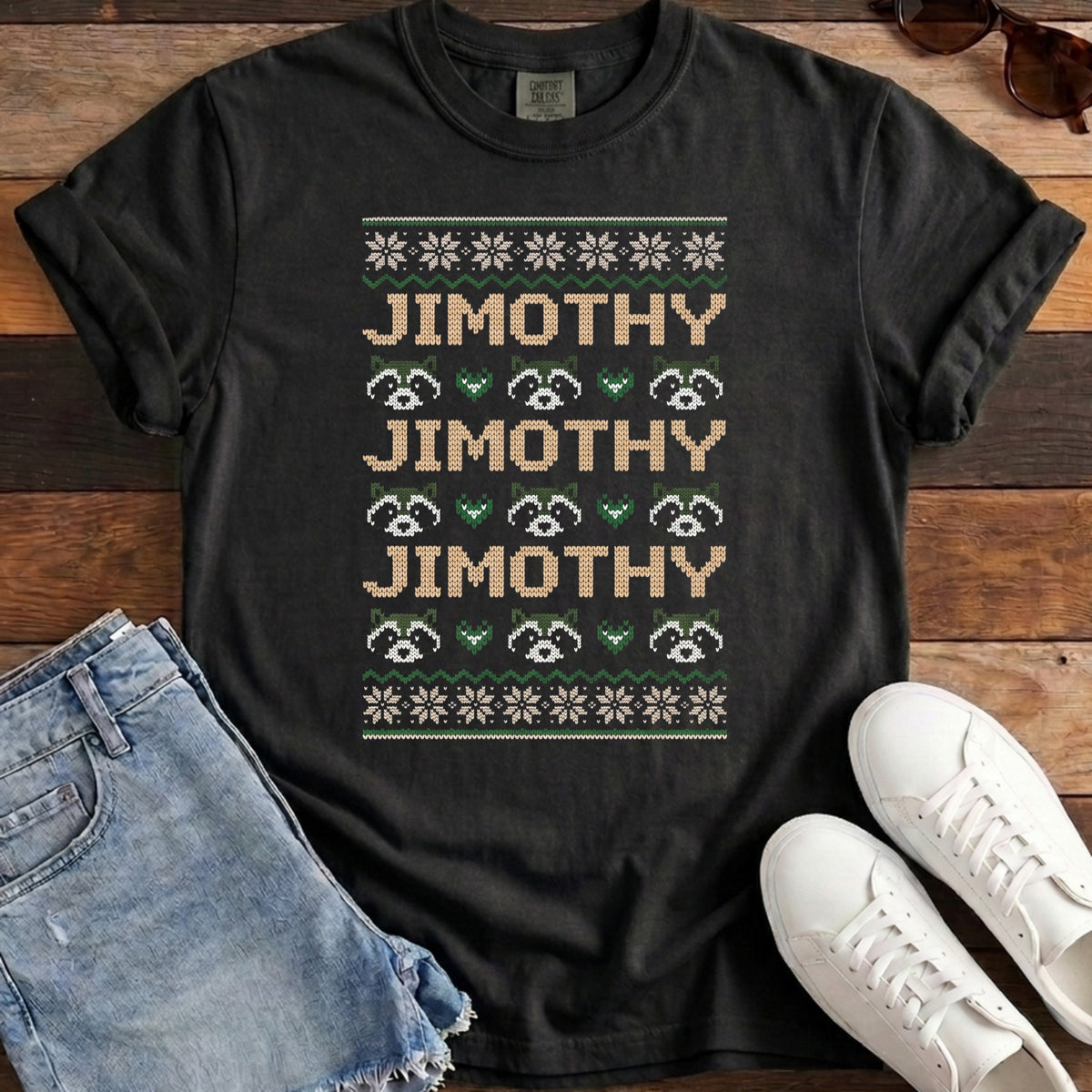 Jimothy Repeat Ugly Sweater Tee - Black