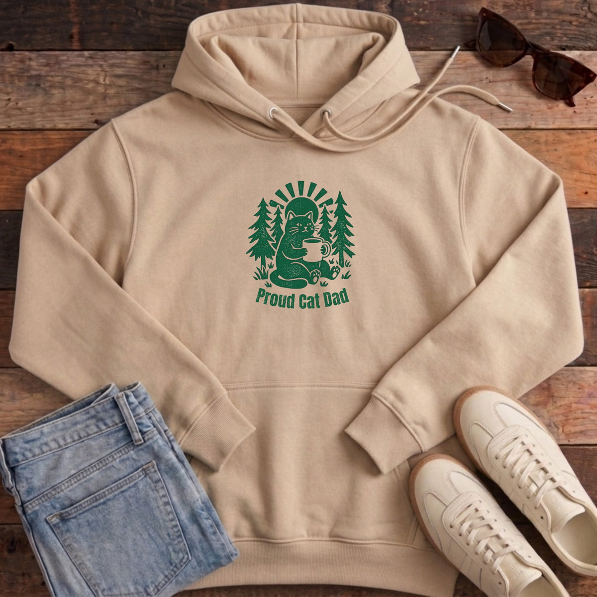 Proud Cat Dad Hoodie - Desert Dust