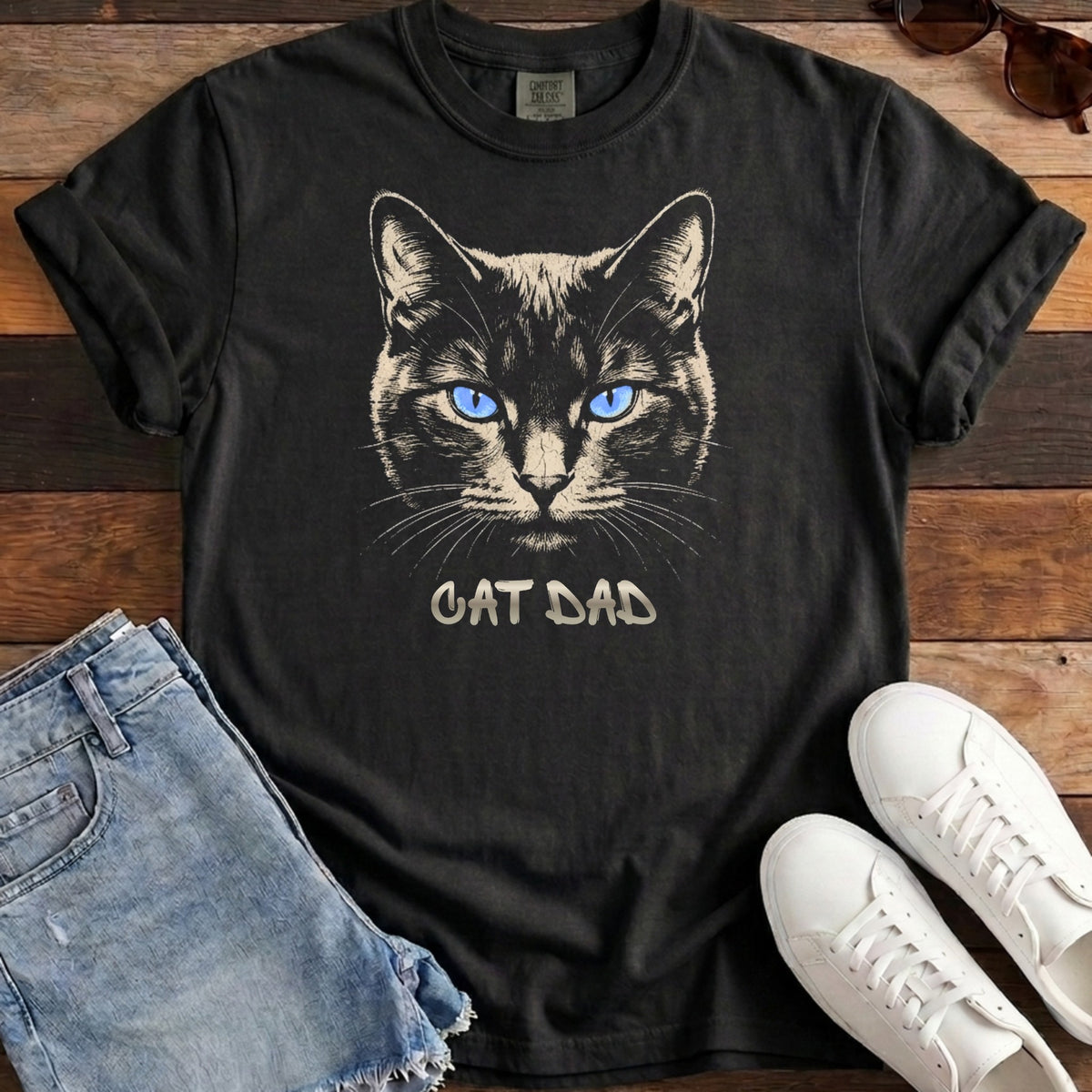 Cat Dad Fierce Tee - Black