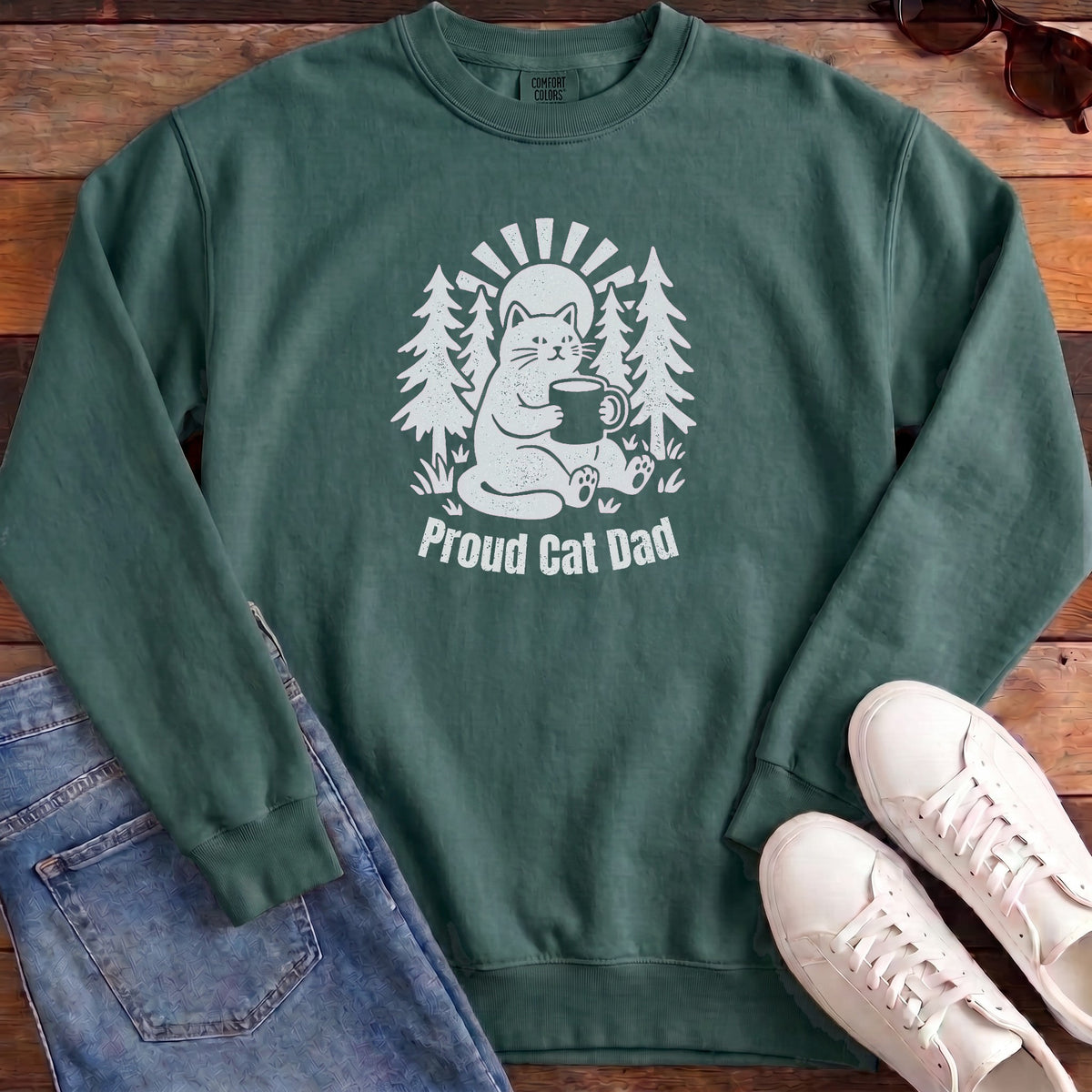 Proud Cat Dad Sweatshirt - Blue Spruce