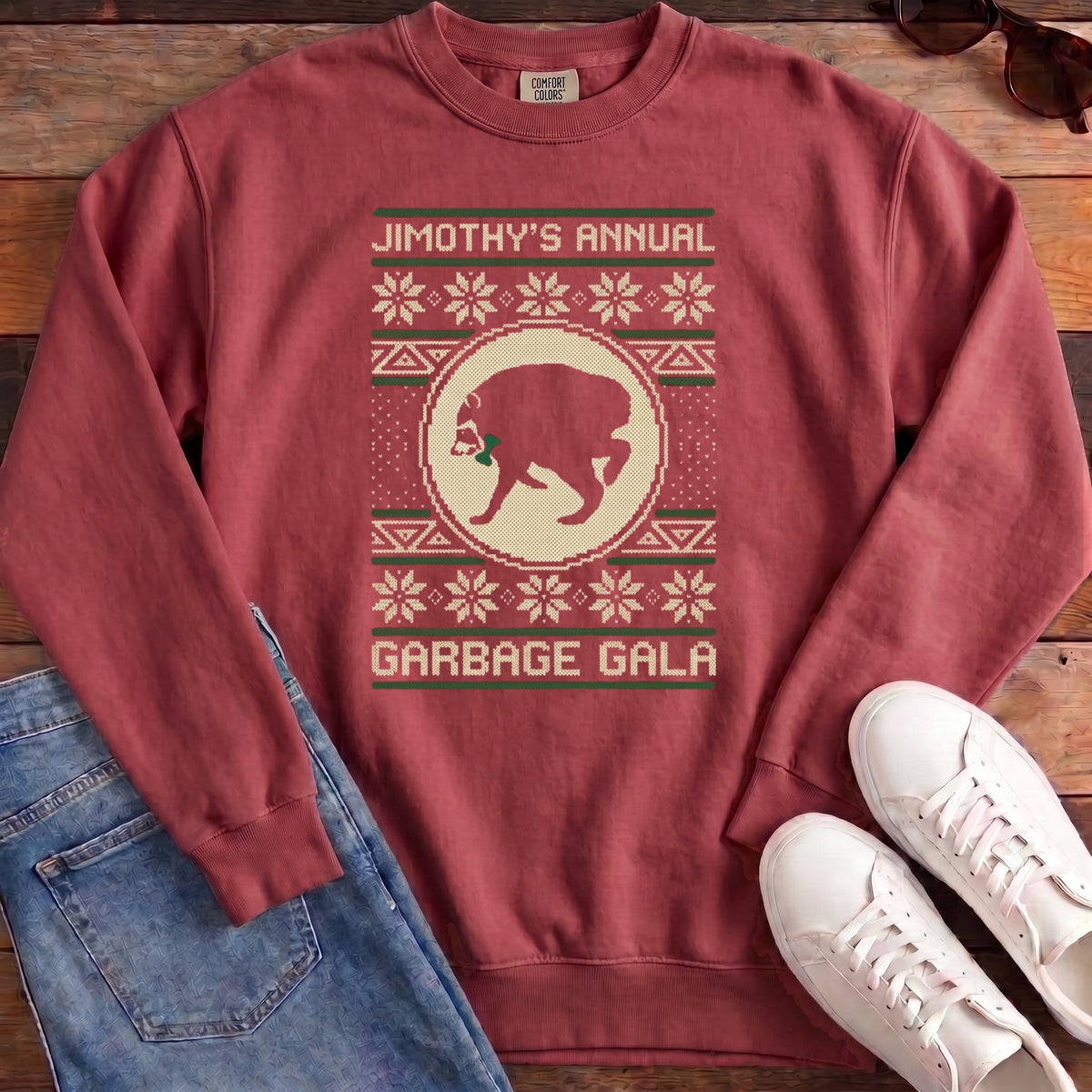 Jimothy's Garbage Gala Sweatshirt - Crimson