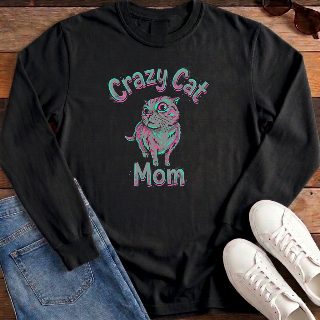 Crazy Cat Mom Long Sleeve - Black