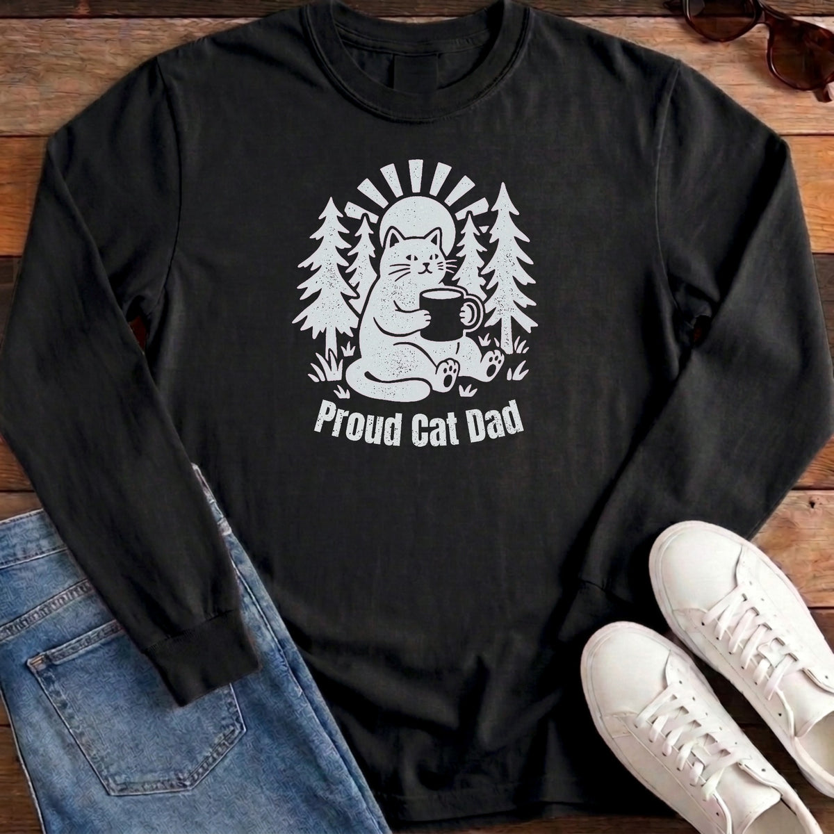 Proud Cat Dad Long Sleeve - Black