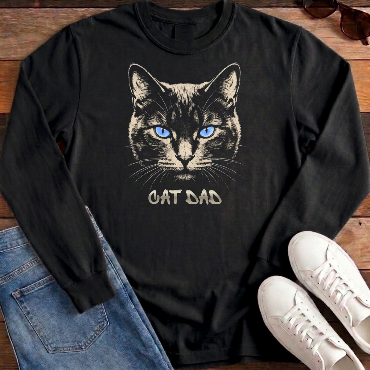 Cat Dad Fierce Long Sleeve - Black