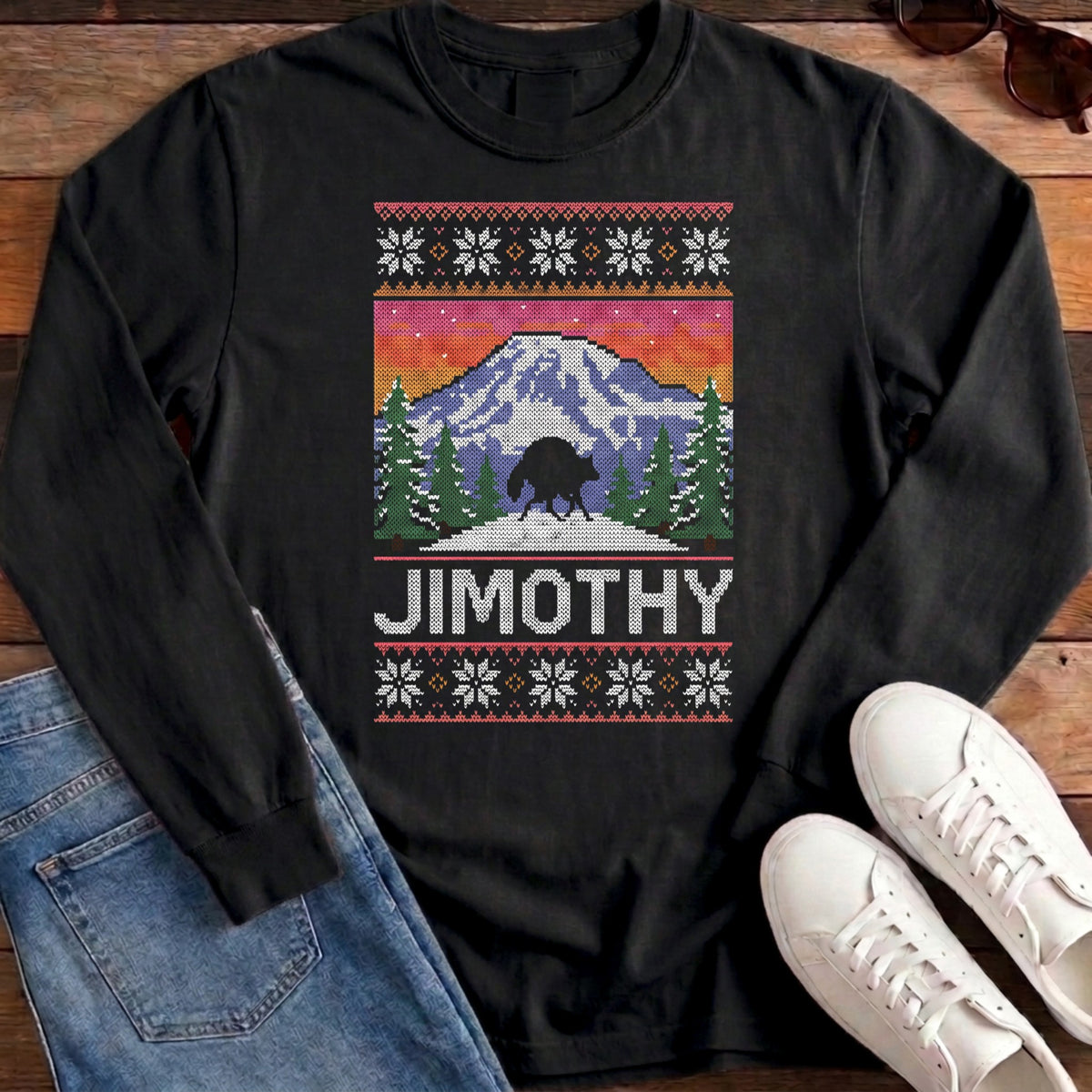 Jimothy Rainier Ugly Sweater Long Sleeve - Black