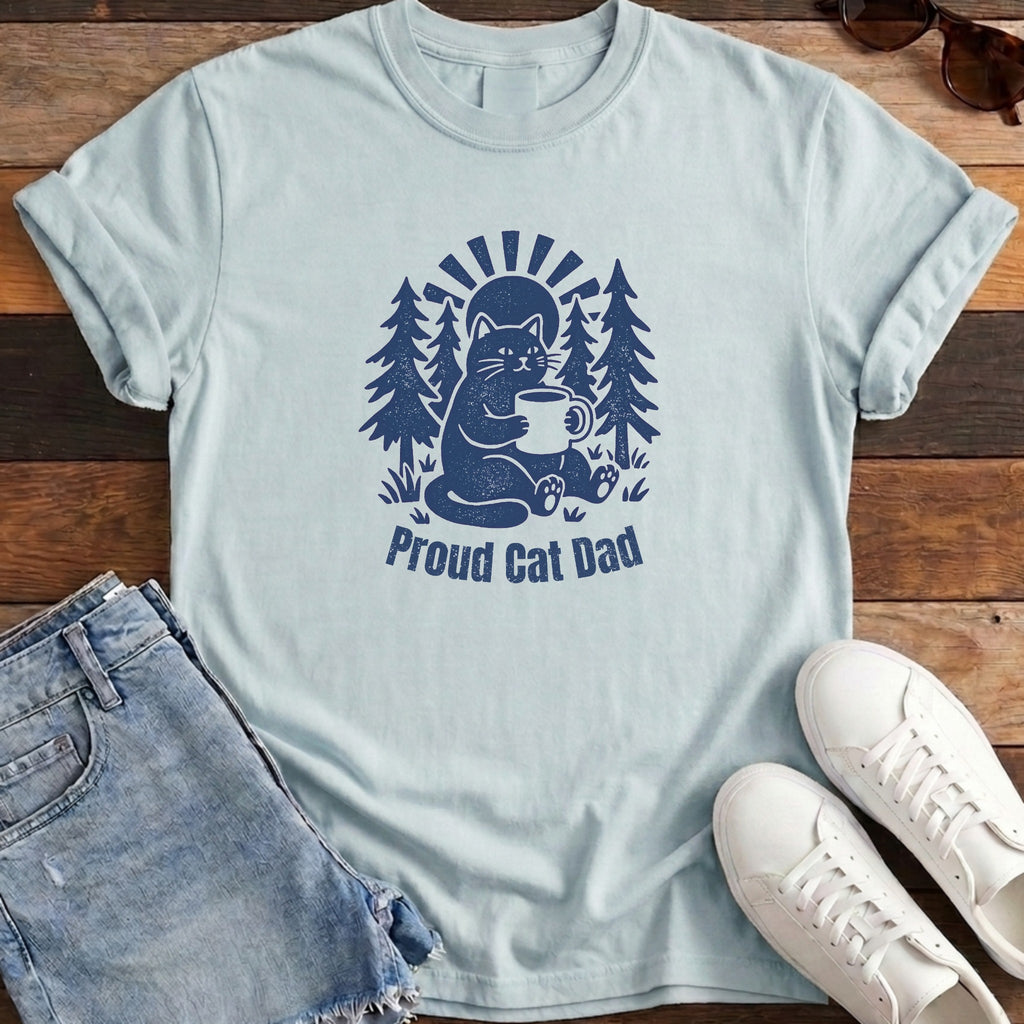 Proud Cat Dad Tee - Chambray