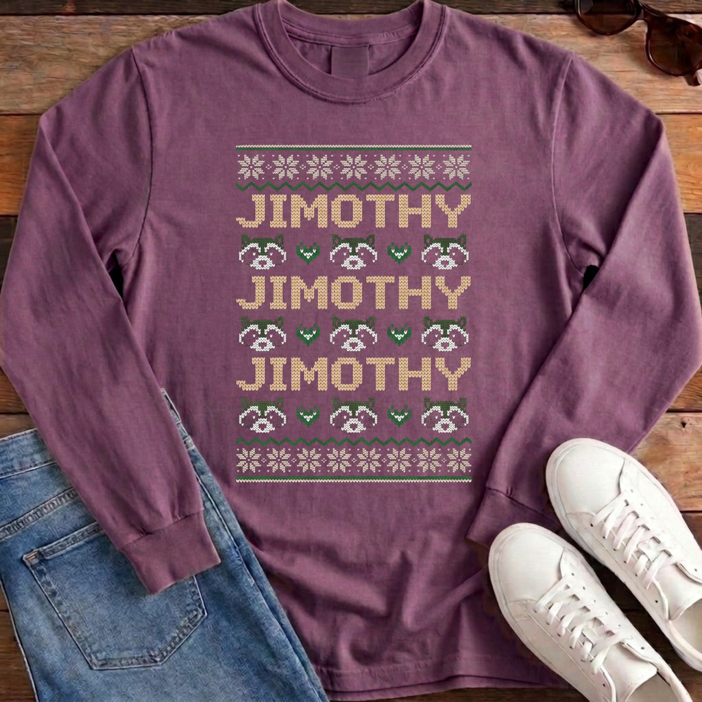 Jimothy Repeat Ugly Sweater Long Sleeve - Berry