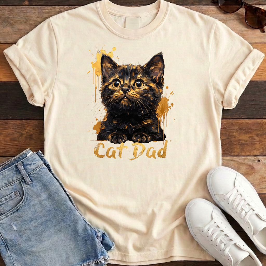 Cat Dad Gold Tee - Ivory