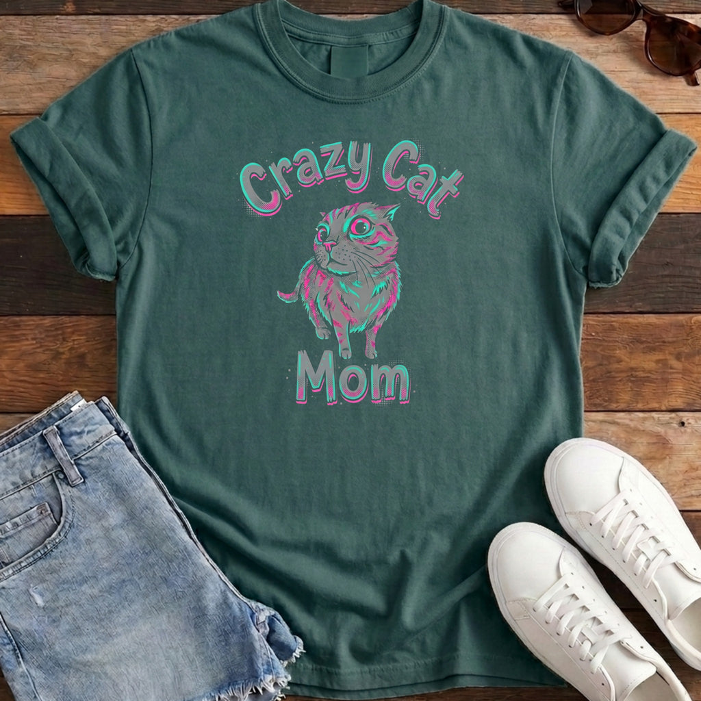 Crazy Cat Mom Tee - Blue Spruce