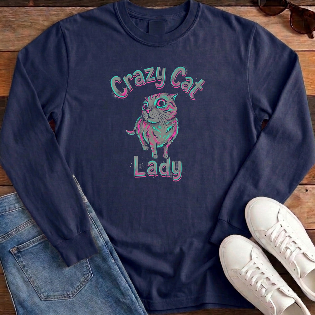 Crazy Cat Lady Long Sleeve - True Navy