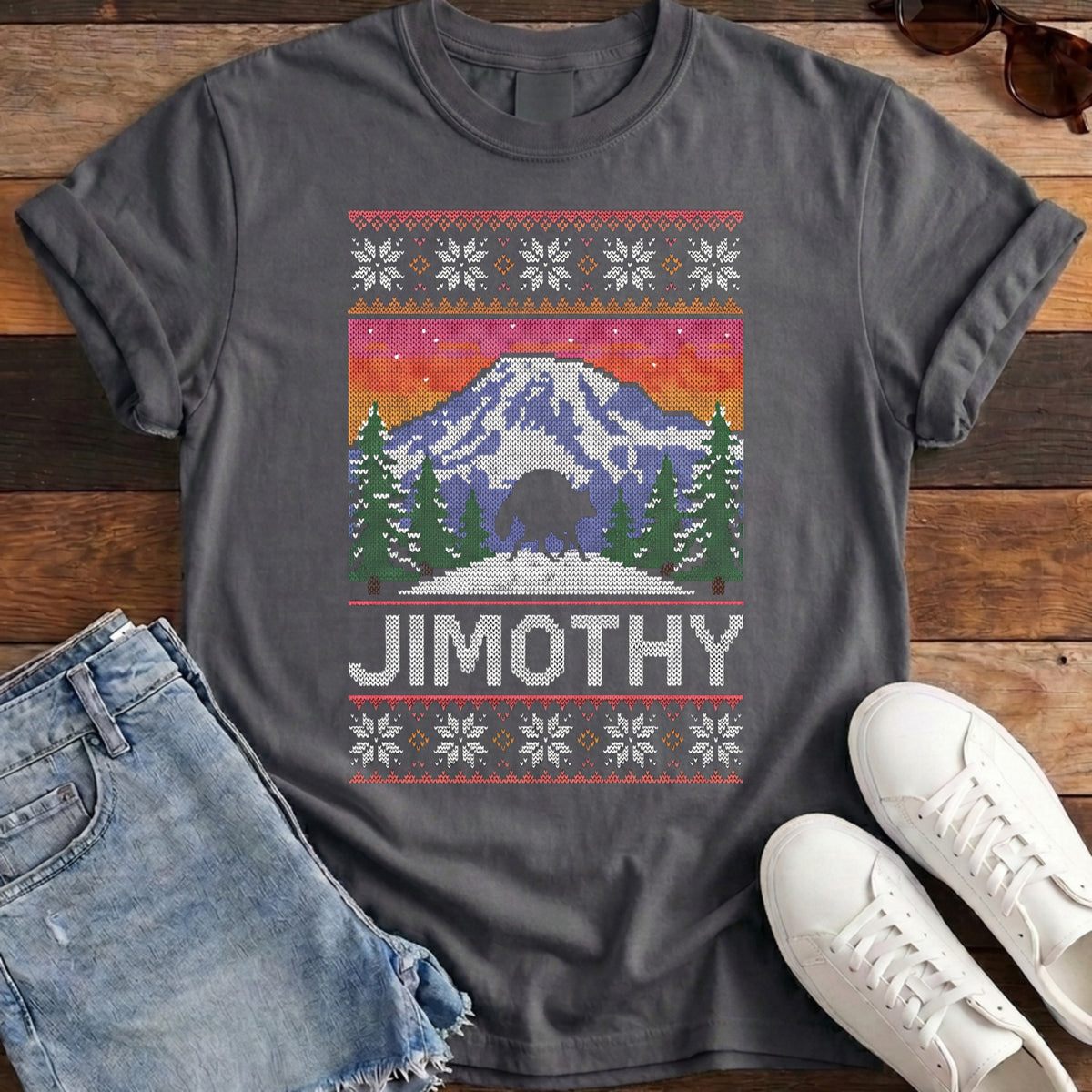 Jimothy Rainier Ugly Sweater Tee - Pepper
