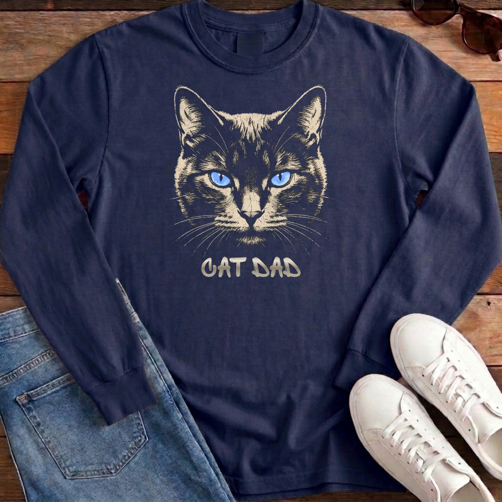 Cat Dad Fierce Long Sleeve - True Navy