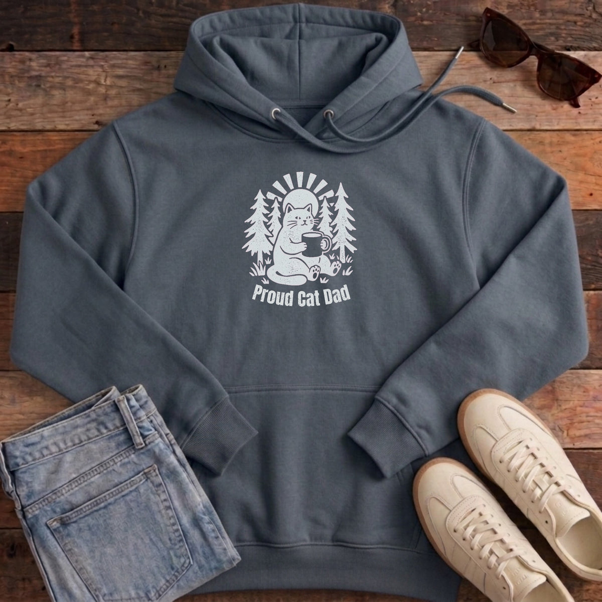 Proud Cat Dad Hoodie - India Ink Grey