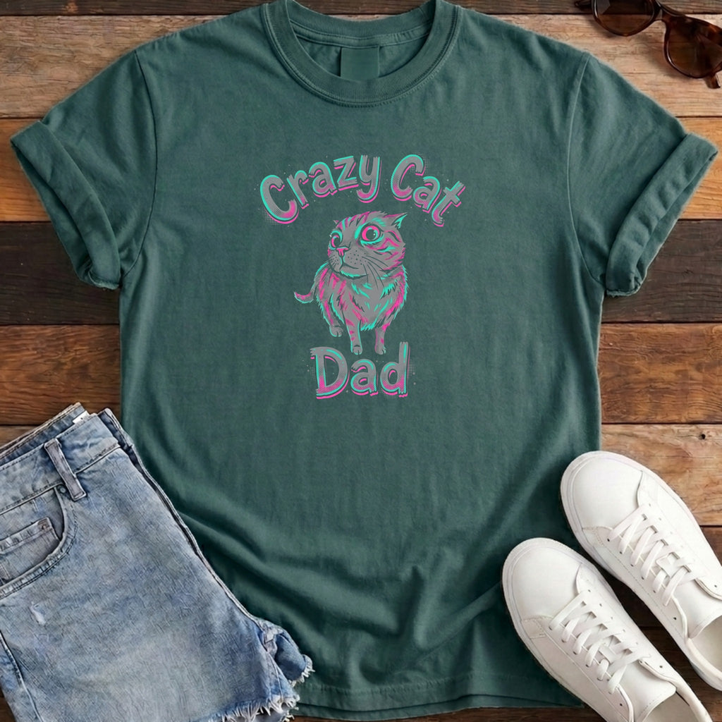 Crazy Cat Dad Tee - Blue Spruce