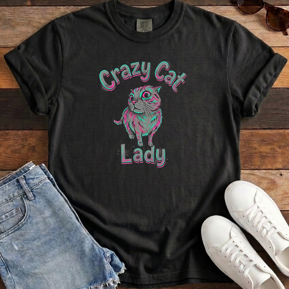 Crazy Cat Lady Tee - Black