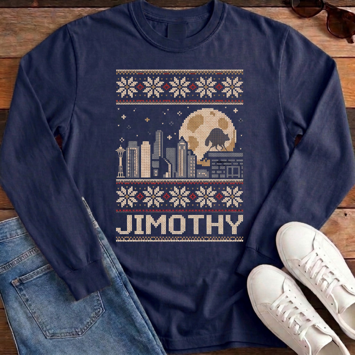 Jimothy City Ugly Sweater Long Sleeve - True Navy