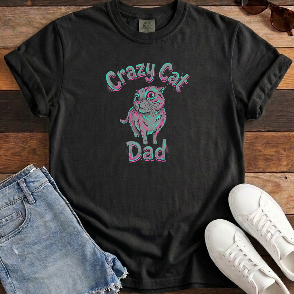 Crazy Cat Dad Tee - Black