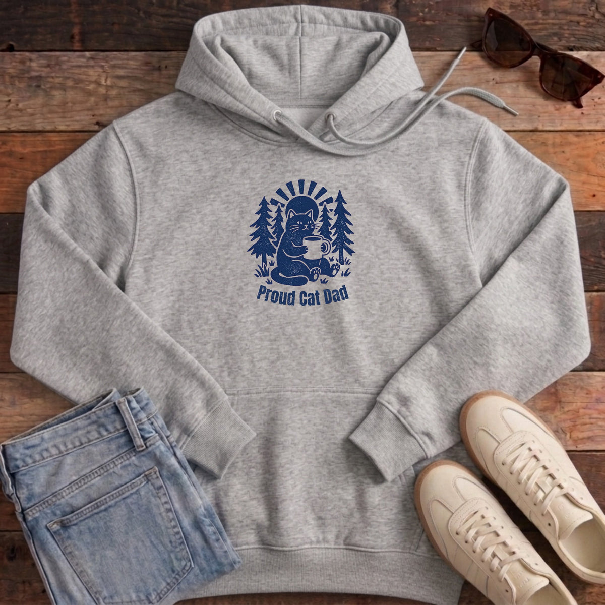 Proud Cat Dad Hoodie - Heather Grey