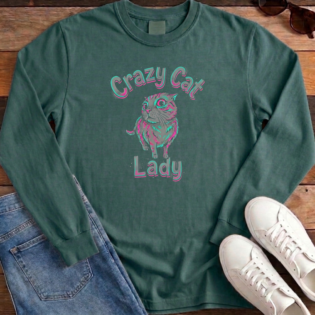 Crazy Cat Lady Long Sleeve - Blue Spruce